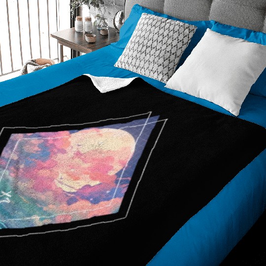 Sky Full Moon Clouds Kawaii Lofi Japanese Anime Ae Baby Blankets