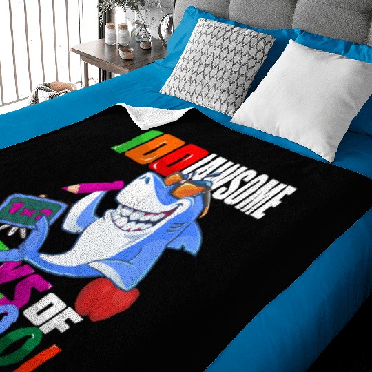 100th Day of School Sticker.Fun Design for School Baby Blankets