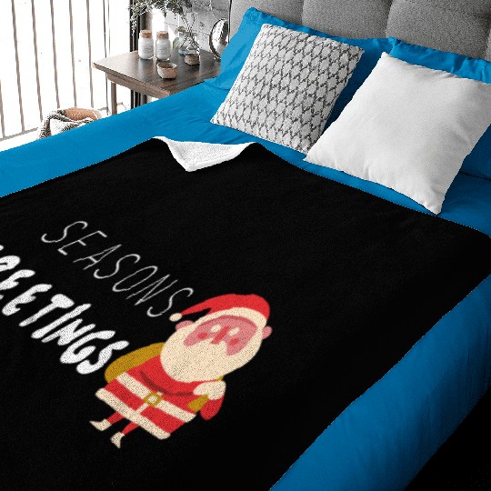 Seasons greetings Christmas outfits Baby Blankets