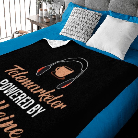Telemarketer Powered By Caffeine Call Center Baby Blankets