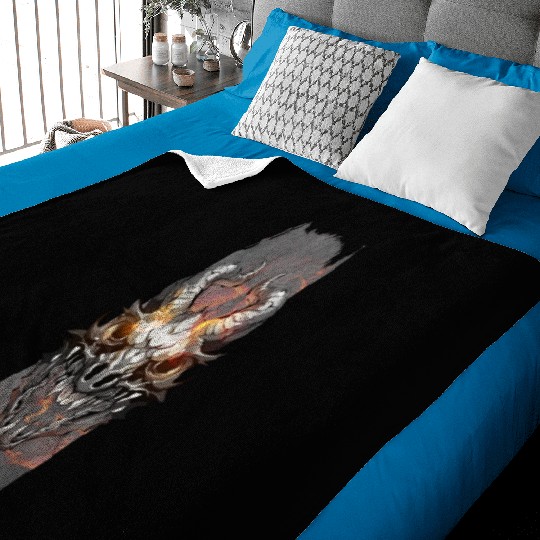 Inferno Remnants: Dragon Skull Aflame Baby Blankets