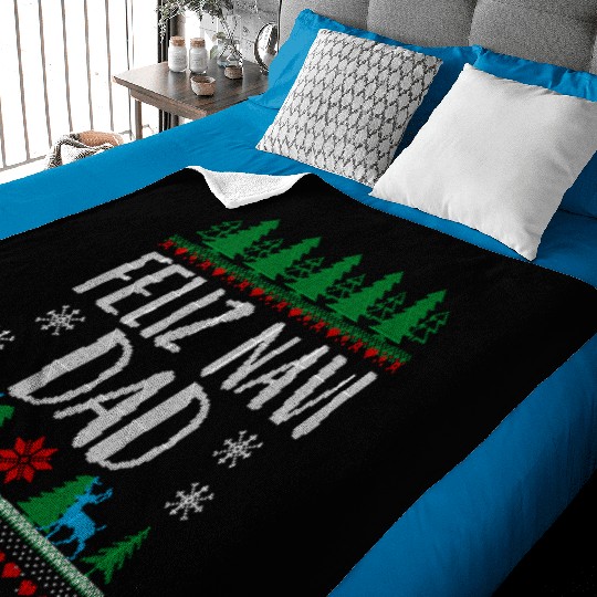 Feliz NAVIDad Funny Holiday Ugly Christmas Themed Baby Blankets