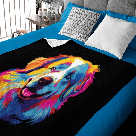 Watercolor Colorful Great Pyrenees Baby Blankets