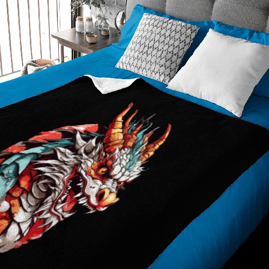 Chinese Dragon Head Baby Blankets design