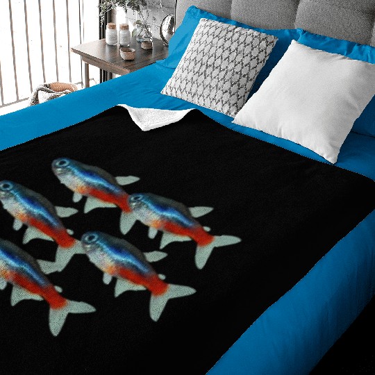 Neon Tetra Fish Bright Color Freshwater Sea Life Baby Blankets