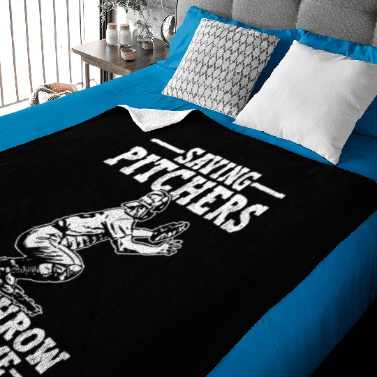 Baseball Catcher Saving Pitchers Baby Blankets