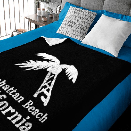Manhattan Beach California Palm Tree Souvenirs Baby Blankets
