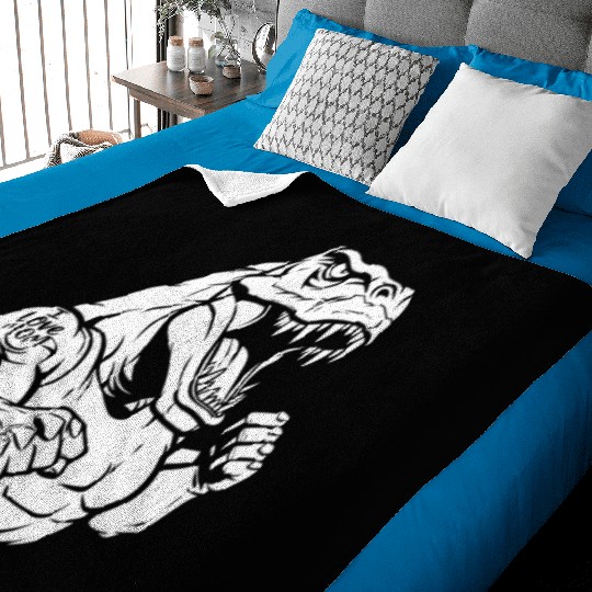 T Rex Dinosaur Biceps Tattoo I Love Mom Baby Blankets