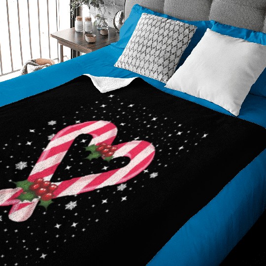 Candy Cane Hearts Christmas Xmas Holidays Santa Baby Blankets