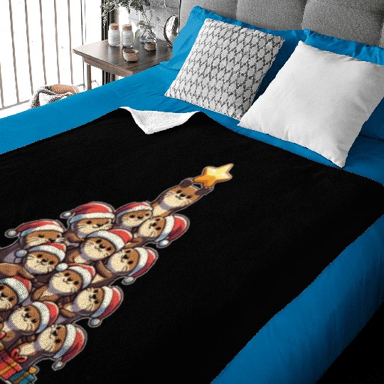 Otter Christmas Tree Merry Christmas Baby Blankets