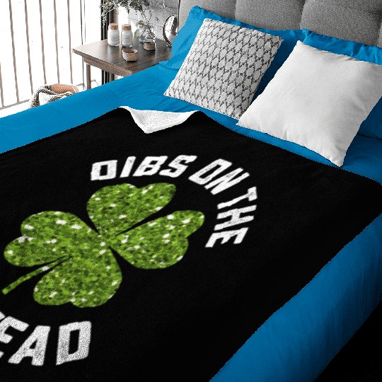 Dibs On The Redhead St Patrick's Day Shamrock Baby Blankets
