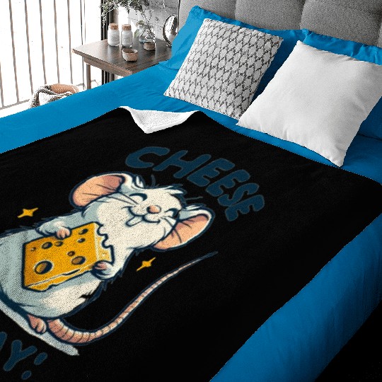Mouse with cheese Baby Blankets