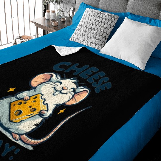 Mouse with cheese Baby Blankets