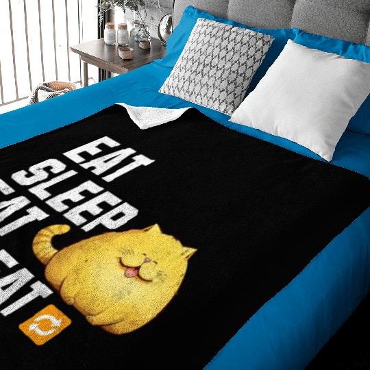 EAT SLEEP EAT REPEAT Fat Yellow Cat Lover Funny Baby Blankets