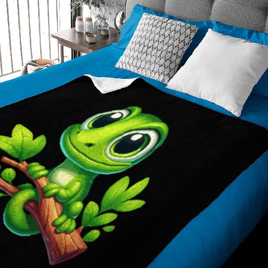 Green Anole Lizard Baby Blankets