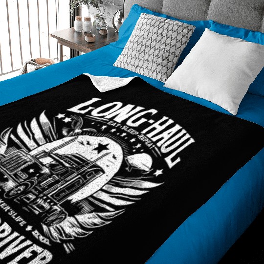 Long Haul Truck Driver Eat Sleep Repeat Baby Blankets