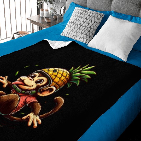 skateboarding monkey with pineapple helmet Baby Blankets