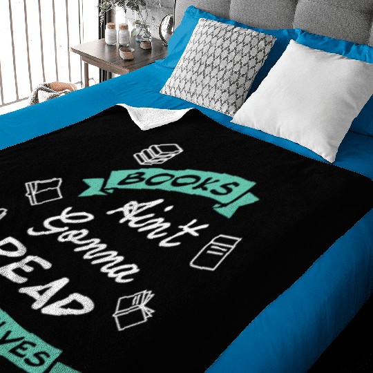 Funny Reading Teacher Bookworm Baby Blankets