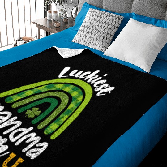 Luckiest Grandma Ever Family St Patrick's Day Baby Blankets