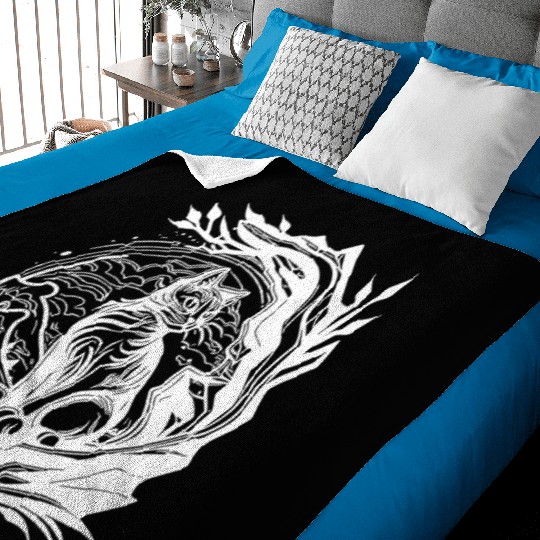 Pretty Little Nature Cat In Tattoo Style Baby Blankets