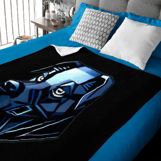 Dog Doberman Pinscher - Blue Polygons Baby Blankets