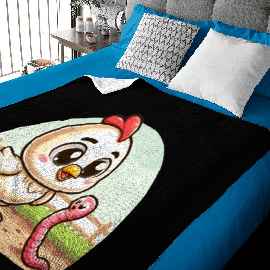 Chicken Worm Farm Farmer Baby Blankets