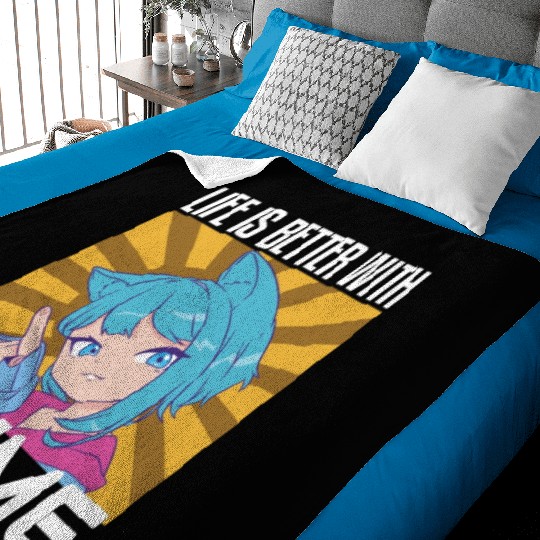 Life is Better With Anime Funny Anime Loverssurpri Baby Blankets