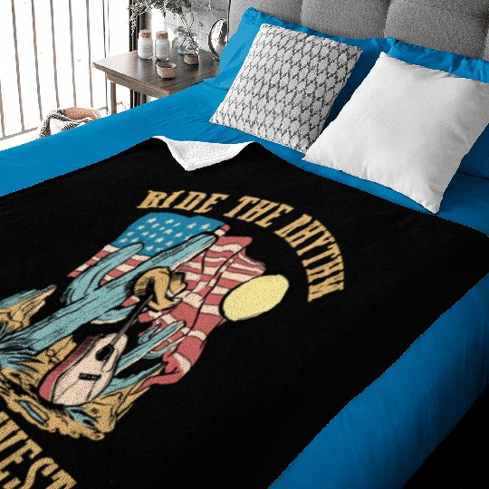Ride the Rhythm of the West Western Country USA Fl Baby Blankets