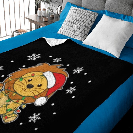 Lion Christmas Winter Animals Lion Baby Blankets