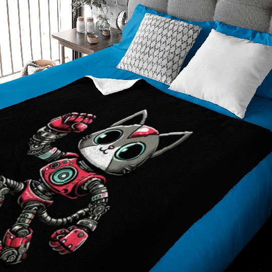 Cat Robot Cyborg Dancing Dancer Disco Baby Blankets