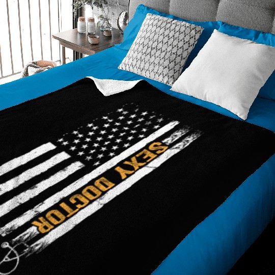 Sexy Doctor US Flag Doctor Baby Blankets