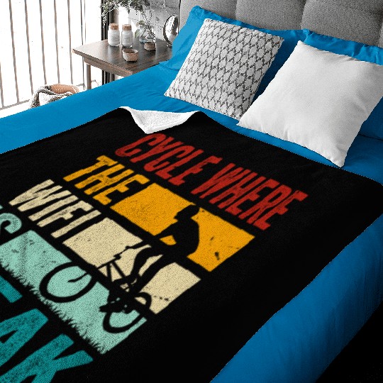 Cycle Where The Wifi Is Weak - Retro Cycling Baby Blankets