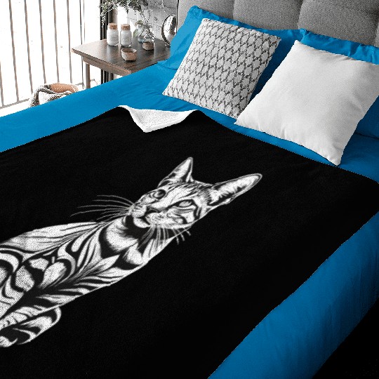 Cat Black and White Baby Blankets