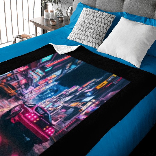 Vaporwave Tokyo Baby Blankets