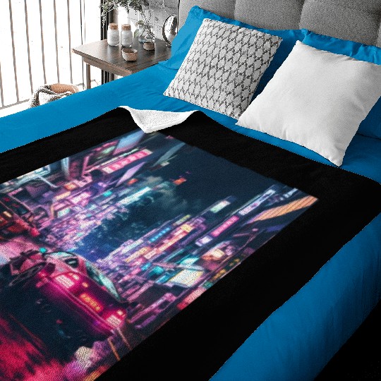 Vaporwave Tokyo Baby Blankets