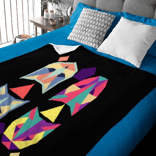 Geometric Cats Bat Retro abstract Baby Blankets