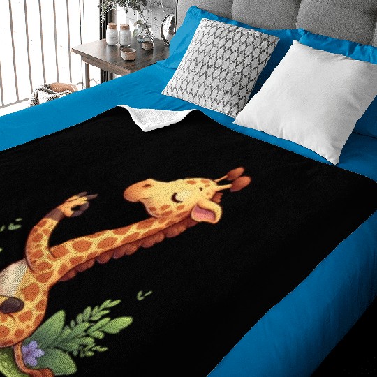 Giraffe yoga practitioner Baby Blankets