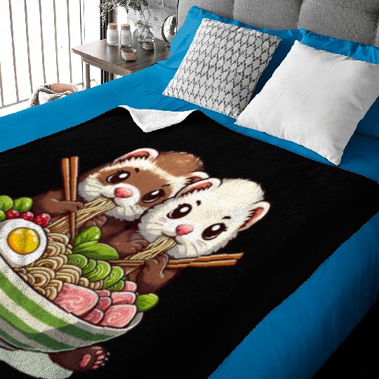 Ferret Ramen Noodle Japanese Kawaii Anime Gifts Baby Blankets
