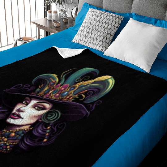 Mardi Gras Women Mardi Gras Parade Beads Jester Baby Blankets