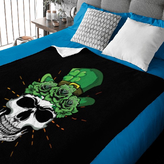 Dia Muertos Shamrock Saint Patrick's Day Baby Blankets
