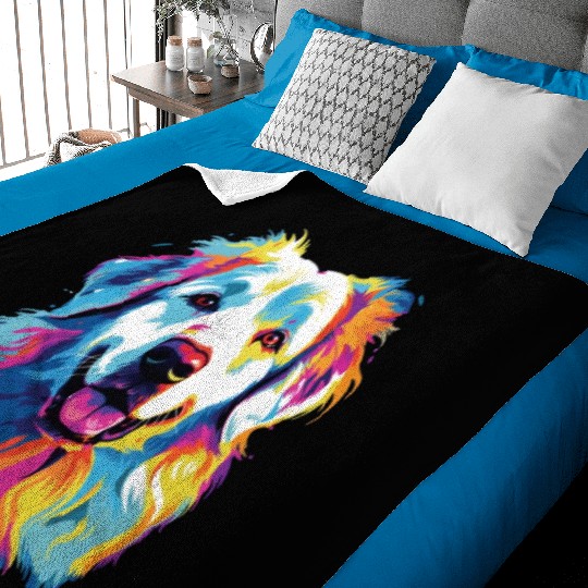 Watercolor Colorful Great Pyrenees Baby Blankets