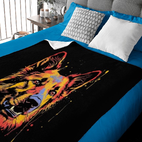 German Shepherd Funny Dog Street Art Comic Pet Baby Blankets