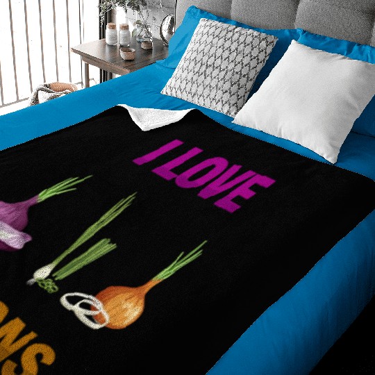 I Love Onions, For Onion and Vegetable Lovers Baby Blankets