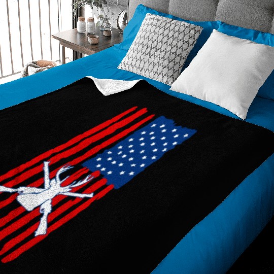 American flag deer hunting Baby Blankets