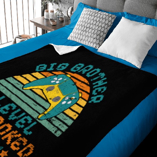 Level Unlocked Vintage Retro Gamer Big Brother Baby Blankets