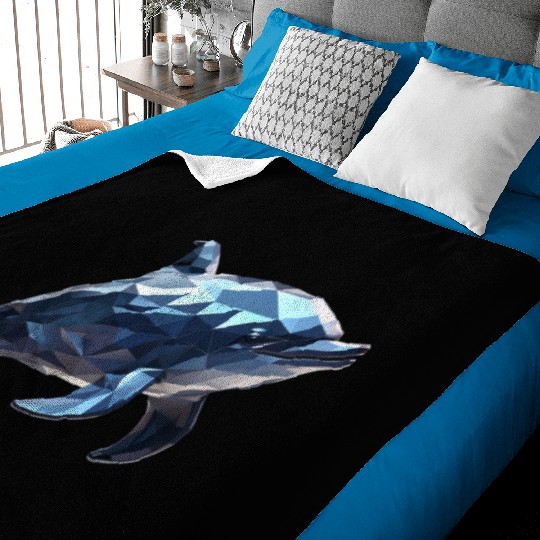 Geometric Style Dolphin Baby Blankets