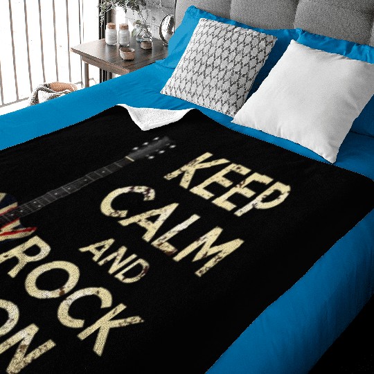 Keep Calm and Rock On Union Jack Guitar Baby Blankets