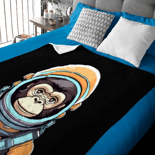 Monkey Ape Astronaut Illustration Baby Blankets