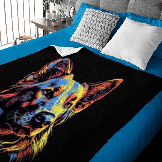 German Shepherd Funny Dog Street Art Comic Pet Baby Blankets