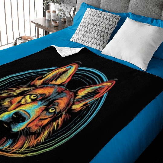 German Shepherd Funny Dog Street Art Comic Pet Baby Blankets